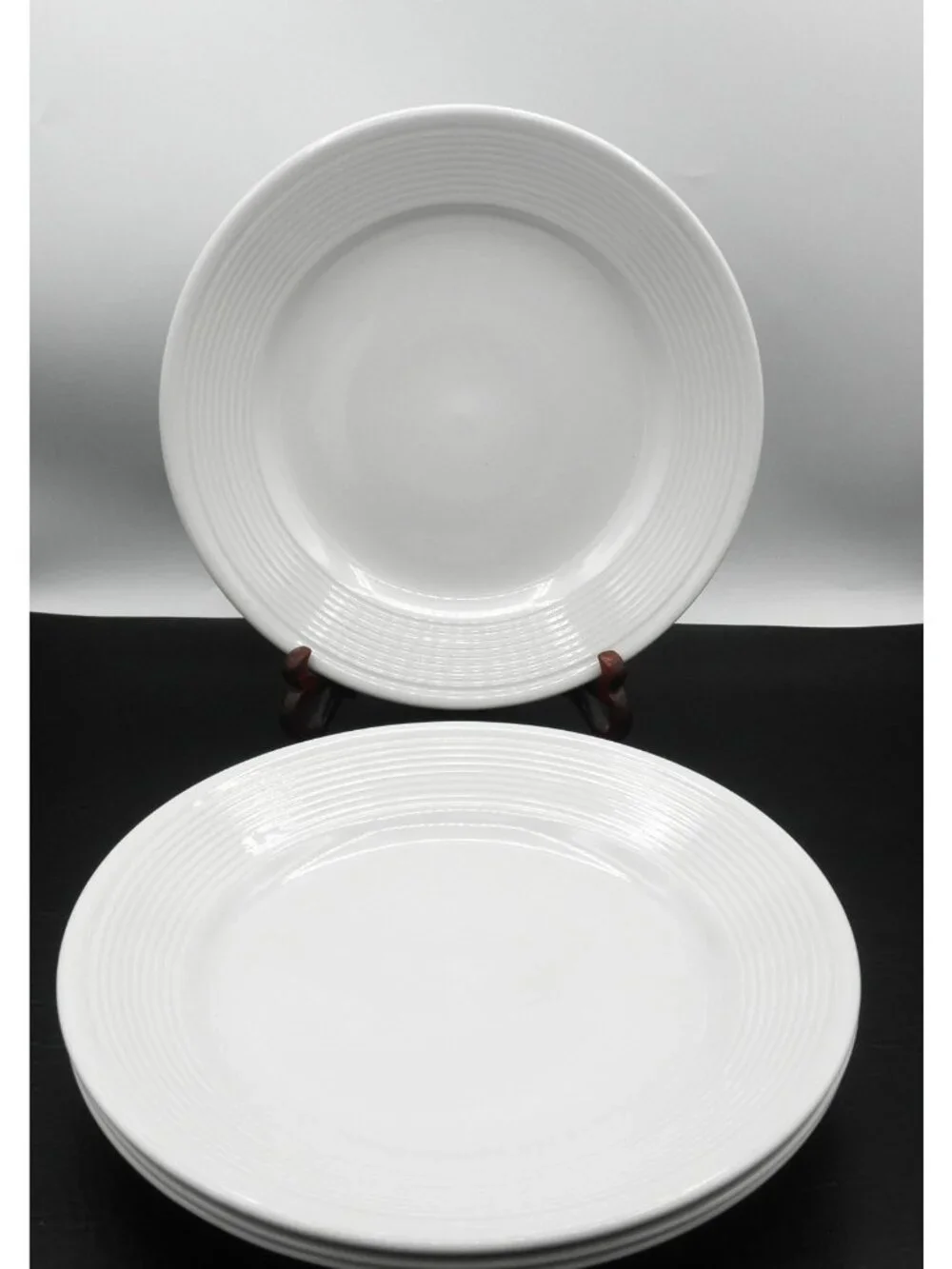 MSY19 by Mainstays 11.25 Inch Dinner Plates Set of 4 White Raised Ring on Rim